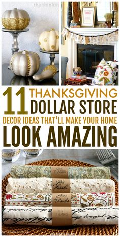 a collage of pictures with the words, 11 dollar store decor ideas that i'll make your home look amazing