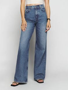 Wide Leg Jeans For Women, Sustainable Denim, High Waist Wide Leg Jeans, Stretch Denim Fabric, Long Jeans, Weekend Style, Basic Outfits, Wide Leg Denim, Daily Look