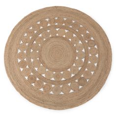 the circular rug is made from natural materials