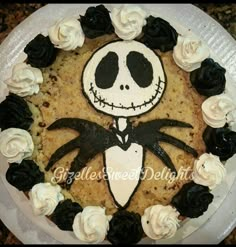 a cake decorated to look like jack skellingy