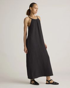 100% Organic Cotton Gauze Sleeveless Maxi Dress Elegant Summer Halter Dress For Beach, Elegant Halter Dress For Beach Season, Elegant Halter Dress For Beach, Sleeveless Maxi Dress For Beach Daywear, Sleeveless Maxi Dress For Beach Season, Elegant Summer Halter Maxi Dress, Casual Halter Neck Maxi Dress For Daywear, Chic Sleeveless Midi Dress For Beach, Chic Midi Length Sleeveless Dress For Beach