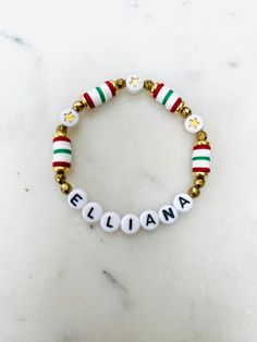 Personalized White Christmas Bracelet, Personalized Bracelets For Christmas, Personalized Christmas Gift Bracelets, Christmas Jewelry Diy, Bracelet Name, Bracelet Christmas, Custom Bracelet, Christmas Bracelet, Wedding Jewelry Bracelets