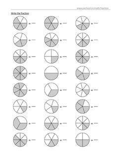 fraction worksheet with pies on it