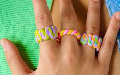 The Candy Colored Rings 💖Choose just one or save $10 when you get all three! Ok these are so good! The most instagrammable rings are here. Bring a little rainbow colored joy into your life right away with these cute rings. Hits so many trends from psychedelic rainbow 60s and 70s vibes to influencer style fashions from 2021 and beyond! So cute- be the envy of the whole feed when you pose with these cute rings. Show it off with pride! - Rainbow pastel colors! - So Cute! - Little bit fragile - wea Trendy Cheap Plastic Rings, Kawii Clay Rings, Funky Clay Rings, Model Magic Rings, Kidcore Resin Rings, Palmer Clay Rings, Model Magic Clay Rings, Polyclay Ring, Colored Rings