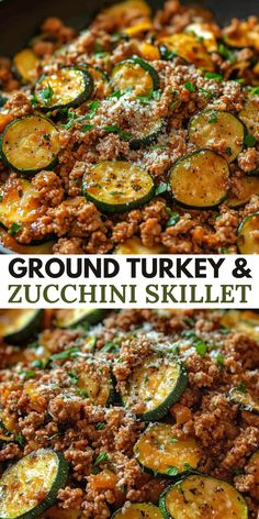 the ground turkey and zucchini skillet is ready to be eaten