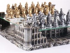 Unique Chess Sets Michaels Stores, Dragon Chess, 3d Chess Set, Themed Chess Sets, 3d Chess, Roman Gladiators, Chess Art, Glass Chess, Metal Chess Set