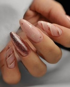 Nails Designer, Easy Nails, Christmas Nails Easy, Rose Gold Nails, Uñas Acrilicas