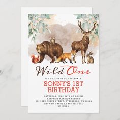 the wild one birthday party card is shown