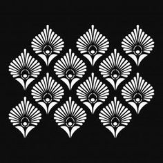 an art deco design in black and white with fan shaped shapes on the back side