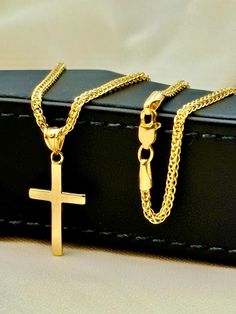 18k Real Gold Cross Necklace, 4.100 gr, 20 inches, 2mm. 18k Real Gold Cross Necklace, 4.52 gr, 22 inches, 2mm. 18k Real Gold Cross Necklace, 4.81 gr, 24 inches, 2mm. Priced to sell! Compare our prices to other similar sellers! Arrives in a GIFT BOX and includes FREE SHIPPING within the USA and Canada. International shipping is available at the most economical rates on ETSY. I HAVE BEEN IN THE JEWELRY BUSINESS ALL MY LIFE. I am a second -generation family member making gold and jewelry. Please fe Yellow Gold Cross Pendant Chain Necklace As Gift, Figaro Chain Necklace With Cross Pendant As Gift, Gold Cross Necklace With Figaro Chain For Gift, Gold Cross Necklace With Figaro Chain As Gift, Yellow Gold Cross Necklace With Curb Chain, Yellow Gold Cross Necklace With Figaro Chain, Men's Necklace Gold, Gold Necklace For Men, Real Gold Chains