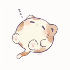 a drawing of a cat sleeping with its eyes closed