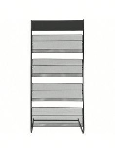 a black metal rack with five shelves on each side and one shelf above the other