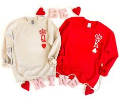 King And Queen Couple Sweatshirt, Valentine's Day Sweatshirt, Valentine sweatshirt, Valentine's Day Gift, Couples Gift, King and Queen Sweat ★ My products are high quality, clean, bright, accurate color, and soft material for outstanding finished garments ★ A great gift for yourself or your beloved ones on Birthday, Halloween, Thanksgiving, Christmas, New year, Father's day, Mother's day, Anniversary day, Valentine, Music events, etc. ★ How To Order ★ Please include the design color you would li Sweat Couple, King And Queen Sweatshirts, King Queen Shirts, Valentine Music, Valentine Sweatshirt, Music Events, Couples Sweatshirts, Queen Shirts, Cadeau Couple