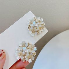 |<none>|3256802766195762 Flower Stud Earrings, Flower Stud, Stud Earrings For Women, Diy Hair Accessories, Pearl Shell, Flower Earrings Studs, Delicate Details, Flower Studs, Diy Hairstyles