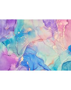 an abstract painting with blue, pink and purple colors on it's surface is featured in this image