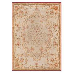 Oversized Savonnerie Antique Beige Handmade Wool Rug Size: 15'0" × 19'9" (457 × 601 cm) Savonnerie was the most prestigious European manufactory of knotted-pile French Savonnerie carpets. Primarily its style broadly imitated Persian models but soon settled into more purely French designs, pictorial or armorial framed medallions, densely massed flowers in bouquets or leafy rinceaux against deep blue, black or deep brown grounds, within multiple borders. The oversized area rugs Savonnerie beauty b French Designs, Oversized Area Rugs, Carpet Size, Shades Of Gold, Deep Brown, Handmade Wool Rugs, Wool Carpet, Delicate Flower, Rugs And Carpet