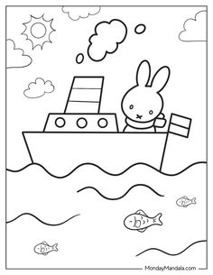 a boat with a rabbit on it floating in the water