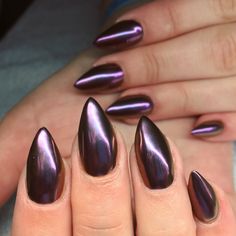 Full coverage Lecenté Bronze Chameleon Chrome by Jenny Nagorski Copper Chrome Nails, Brown Chrome Nails, Ombre Chrome Nails, Brown Chrome, Bday Nails, Sharp Claws, Copper Nails, Chrome Nail Art