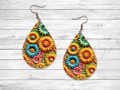 Sublimation Earring Designs, Earring Png, Earring Template, Sunflower Earrings, Earring Designs, Sublimation Ink, Mock Ups, Visual Representation, Png Download