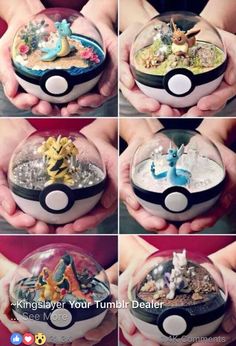 four different views of the inside of a pokemon ball