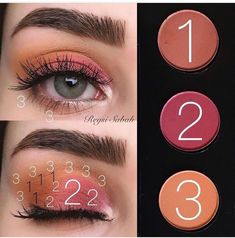 Simple Pretty Makeup, Peach Eye Shadow, Peach Eye, Makeup Eye Shadow, Make Up Tutorials, Make Up Videos, Eye Makeup Steps, Braut Make-up