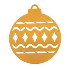 a gold ornament with white designs on it