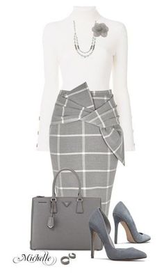 Window pane pattern skirt and white turtleneck outfit Minimalisticky Chic, Rock Outfit, Professional Attire, Business Outfit, Looks Chic, Dress For Success, 가을 패션, Professional Outfits, Business Attire