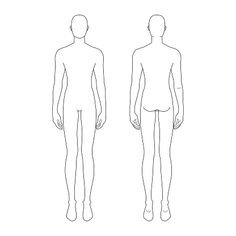 a line drawing of a man's body and torso, viewed from the front