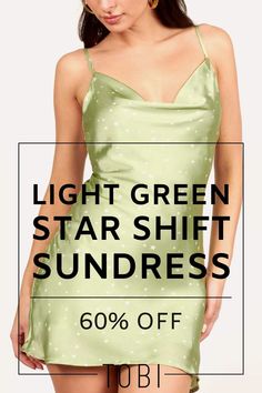 Save money on this short light green star print shift sundress. Catch the TOBI dresses online sale happening now! Get ready for sundress season by exploring the best sundresses for women in all styles and colors. Shop the best selection of cute cheap sundresses and inexpensive sundresses from TOBI. #shoptobi #tobisales #tobidressessale #sundress #shiftdress Green Star