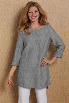 Linen Top Women, Bateau Neck, Linen Tunic, Soft Surroundings, Linen Top, Linen Dresses, Womens Tunics, Tunic Tops