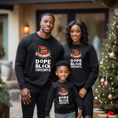 Joyful Dope Black Christmas Shirt, African American Shirt, Matching Christmas Shirts, Melanin Christmas Shirts, Unisex, Christmas Sweatshirt Brand Information  Adult Sized, Unisex  100% Cotton Bella Canvas - Short Sleeve and Long Sleeve. 50% Cotton 50% Polyester Gildan Sweatshirts PLEASE READ INSTRUCTIONS CAREFULLY -----How To Order----- 1- Choose your t-shirt sleeve length, size, and color *PLEASE NOTE: THE DROP DOWN BOX HAS SHORT SLEEVE, LONG, SLEEVE AND SWEATSHIRT AVAILABLE. YOU MUST SELECT THE DESIRED SHIRT - SHORT SLEEVE, LONG SLEEVE OR SWEATSHIRT* 2-Choose your t-shirt size and color combination 3- Click add to cart. You can go back to add more product 4-Click "View in Cart" to Check out. -----CARE INSTRUCTIONS----- Wash item inside out in cold water, do not bleach, do not dry clean, Black Family Christmas Pajamas, Black Family Christmas, Melanin Christmas, Matching Christmas Shirts, Christmas Portraits, Black Family, Family Christmas Pajamas, Black Families, Family Christmas Shirts