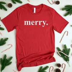 Merry Christmas T Shirt, Merry T Shirt, Matching Family Christmas shirt, Christmas T Shirt, Xmas Shirt, Christmas Unisex Shirt, Adult Shirt Red Letter Print T-shirt For Gift, Red Letter Print T-shirt As Gift, Holiday Short Sleeve Shirt With Letter Print, Red T-shirt With Letter Print As Gift, Festive Christmas Crew Neck T-shirt, Christmas Crew Neck T-shirt With Letter Print, Christmas Holiday Crew Neck Shirt, Christmas Holiday T-shirt With Letter Print, Festive Crew Neck T-shirt For New Year