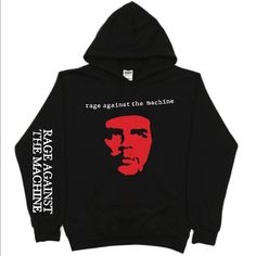 New Hoodie Custom Made Sizes S-5xl Heavyweight Long Sleeve Black Hoodie, Black Screen Print Hoodie, Black Heavyweight Hooded Sweatshirt, Black Heavyweight Hoodie Sweatshirt, Rage Against The Machine, The Machine, Che Guevara, Custom Made, Hip Hop