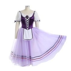 a purple and white dress on a mannequin