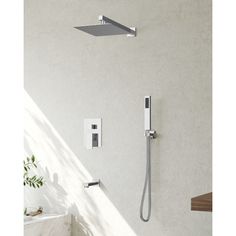 the shower head is mounted on the wall