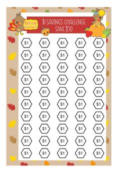 a printable thanksgiving savings game for kids