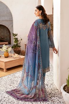 Brand: RamshaCollection: Rangoon Volume 12 Luxury Chiffon CollectionFabric: Chiffon PRODUCT DETAILS: Embroidered Chiffon front with sequins Embroidered Chiffon back Embroidered Chiffon sleeves Embroidered organza sleeves lace Embroidered organza ghera lace Embroidered silk dupatta– 2.5 Yard Raw silk trouser – 2.5 Yard Embroidered organza trouser lace DISCLAIMER:* Lining, Laces, and Tassels are not included in unstitched variants.* Embellishment items in stitched outfits are subject to market availability.* The actual colors of the outfit may vary from the colors being displayed on your device. CARE INSTRUCTIONS: Extra Fabric Has Been Used For Shoot Original Color May Vary Slightly From The Picture Dry Clean Recommended Iron The Clothes At Moderate Temperature Do Not Use Bleach, Or Stain Re Batik Print Dress, Saree Sale, Lehenga Jewellery, Pakistani Designer Clothes, Organza Sleeves, Block Dress, Lehenga Style, Jamdani Saree, Chiffon Collection