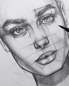 a pencil drawing of a woman's face