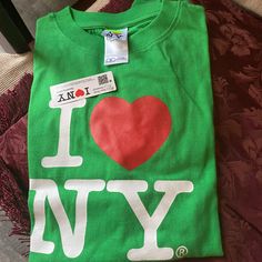 New York Green T Shirt With Tags I Heart Nyc Shirt Aesthetic, Green Crew Neck Playful T-shirt, Green New York Hoodie, I Heart Nyc Shirt, Green Novelty Crew Neck T-shirt, Edgar Allen Poe Shirt, Nyc Shirt, Olive Green Shorts, Grunt Style