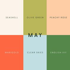 many different colors are shown with the words may in black, orange, green, and blue