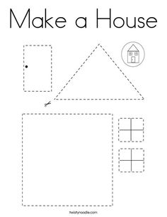 make a house worksheet for kids to learn how to draw and color the house