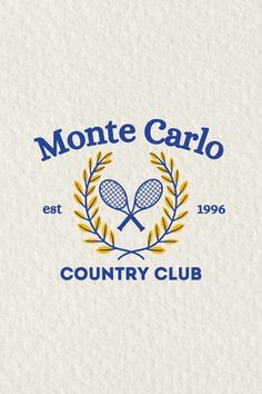 the logo for monte carlo country club, which has two tennis rackets on it