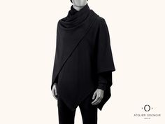 "One Size (Fits Size S - XL) With this Unisex Black Soft Cape you can play and wear it in many different ways. Wear it open or close it with a nice pin or broche. You can also style it with a belt, or wrap it around the neck like and oversized schal making it look really chick and elegant. In very cold days, you can easily wear it on top of any coat or jacket, and in fall or spring just with a light sweater. It's very versatile and stylish, looks great on all body shapes and fits everybody. Our Luxury Black Poncho, Cheap Black Poncho, Cheap Oversized Black Poncho, Luxury Black Cape Sleeved Outerwear, Luxury Black Poncho For Fall, Luxury Oversized Black Poncho, Poncho Pattern Sewing, Mantel Cape, Winter Coat Black