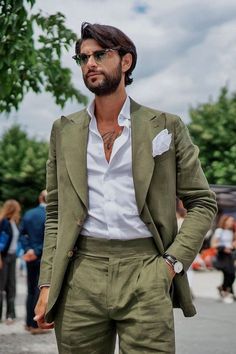 Men Linen Suit, Suit For Wedding, Clothing Business, Male Clothing, Summer Green, Linen Suits