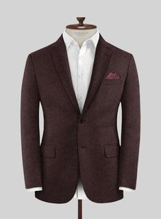 Ascend the style hierarchy with our Wine Cashmere Jacket – the paragon of high-class elegance. Expertly tailored using the softest cashmere fabric, this jacket offers unparalleled comfort and warmth, rendering  it a perfect choice for cooler weather. Its rich wine colorway with a plain weave adds a touch of regality, making this jacket an ideal choice for determined professionals and formal evening events where you want to add some zest.   About Cashmere Collection: Discover luxury redefined wit Luxury Tailored Tweed Jacket For Winter, Luxury Long Sleeve Tweed Jacket With Pockets, Luxury Winter Tweed Jacket With Lapel Collar, Luxury Tweed Jacket With Lapel Collar For Winter, Luxury Winter Tweed Jacket For Semi-formal Occasions, Luxury Tweed Jacket For Semi-formal Winter Events, Luxury Tweed Jacket For Semi-formal Winter Occasions, Luxury Semi-formal Winter Tweed Jacket, Tailored Single Breasted Burgundy Outerwear