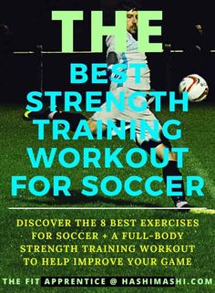 Strength Training for Soccer - Discover the 8 best exercises for soccer, plus a full body strength and conditioning workout you can do to help improve your game on the field. strength training for soccer | beginner strength training for soccer | full body workout for soccer | strength training workouts for soccer | soccer strength training | soccer training and conditioning program Soccer Core Workout, Soccer Workouts Training At Home, Conditioning For Soccer, Gym Workouts For Soccer Players, Exercises For Soccer Players, Soccer Fitness Workouts, Plyometric Workout For Soccer, Weight Training For Soccer Players, Soccer Workouts Training