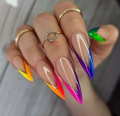 Fingernails Painted, Nail Tip Designs, Stylish Nails Designs, Work Nails, Nail Art Designs Diy, Bling Acrylic Nails