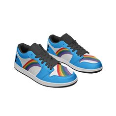 Introducing our Rainbow LGBT Pride Low Top BLUE Leather Sneakers, inspired by the iconic NIKE Dunk style and designed for everyone to wear proudly. Crafted with premium BLUE leather and featuring vibrant rainbow accents, these sneakers celebrate diversity and inclusivity in style. With their low-top design and unisex appeal, these sneakers offer both fashion and comfort for any occasion. The durable construction ensures long-lasting wear, while the cushioned insole provides all-day comfort. Whet Nike Dunk Style, Celebrate Diversity, Lgbt Pride, Top Design, Nike Dunk, Nike Dunks, Blue Leather, Leather Sneakers, Low Top