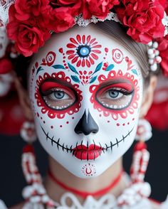 Dia De Los Muertos Party Ideas, Mexican Makeup, Halloweenský Makeup, Sugar Skull Girl, Face Paint Makeup, Masquerade Costumes