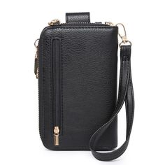 Cell Phone Crossbody is perfect when you just need a little something! This small crossbody is perfect to stash your phone, cards, and cash. Faux leather with a zip around closure, the gold-tone hardware adds a touch of class. The detachable shoulder strap and wrist band make it convenient to carry. Length: 4" Height: 6.5" Width: 1.5" Cellphone Case, Keychain Clip, Cell Phone Purse, Graphic Tee Dress, Wrist Band, Phone Purse, Crossbody Wallet, Small Crossbody, Purse Wallet